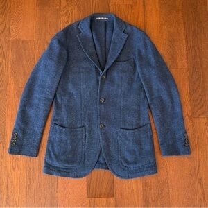 Christian Orani Blue Wool Blazer Feather Jacket size L